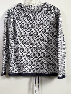 Blue & White Stencil FlowerKnit Pullover with Cinch Waist from T by Talbots | XS